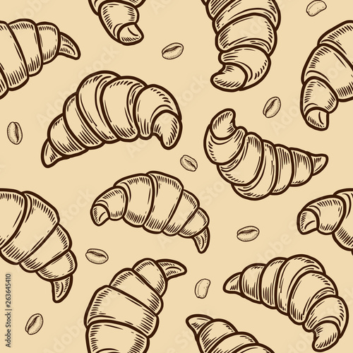 croissant and coffee bean seamless pattern