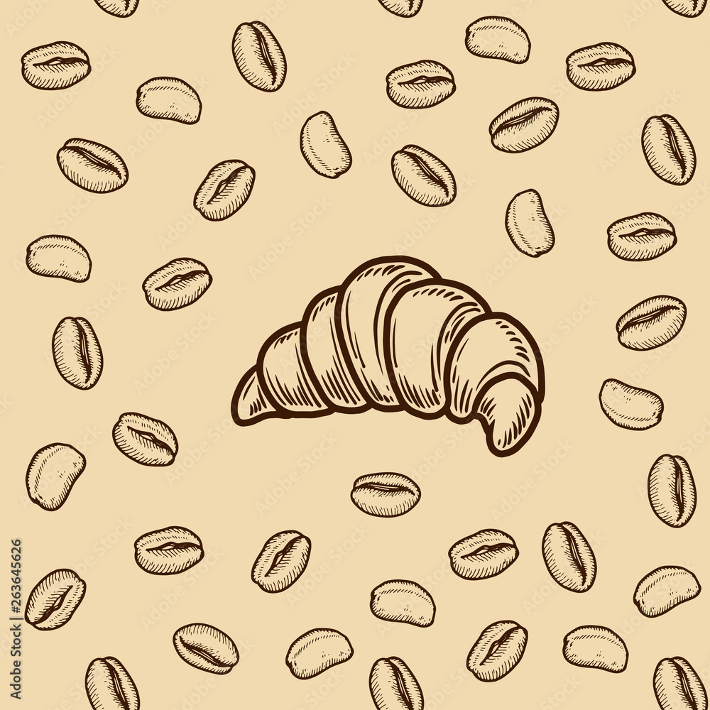 croissant and coffee bean seamless pattern croissant and coffee bean seamless pattern