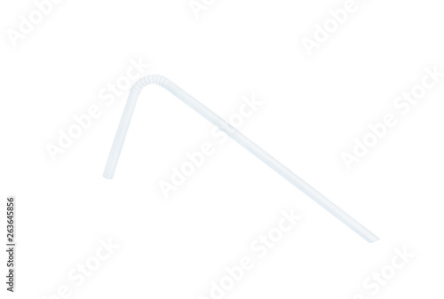 White drinking straw isolated on  background with clipping path