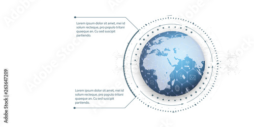 Global world telecommunication network connected around planet Earth, internet of things (IOT), devices and connectivity concepts on a network. (IoT) and networking concept for connected devices.