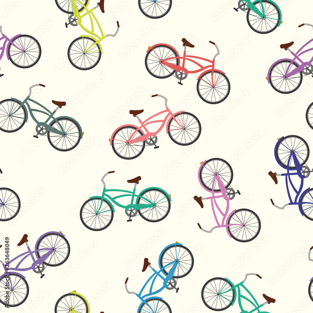 Naklejka premium Bicycle seamless pattern white background