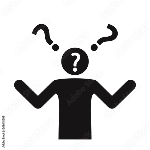 Perplexity icon. A lot of questions. Confusion. Making decisions