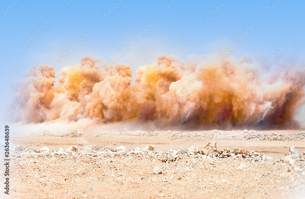 Dust clouds after the detonator blast on the site Stock Photo Adobe Stock