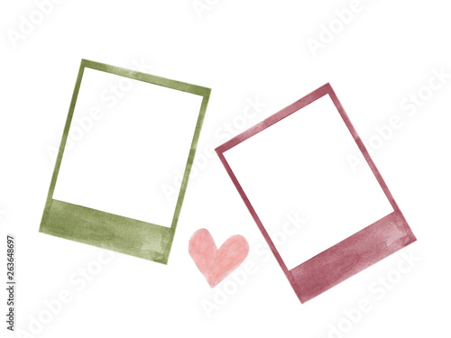 Polaroid photo frames watercolor isolated on white background