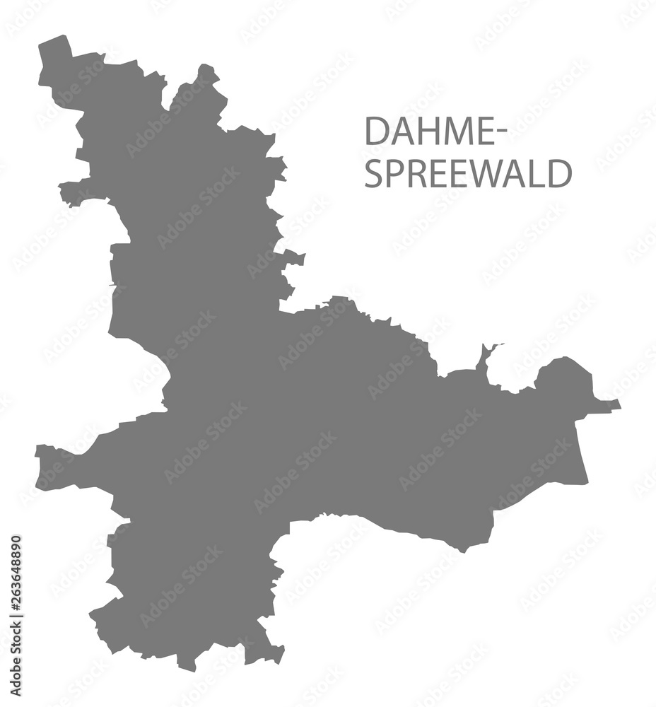 Dahme-Spreewald grey county map of Brandenburg Germany