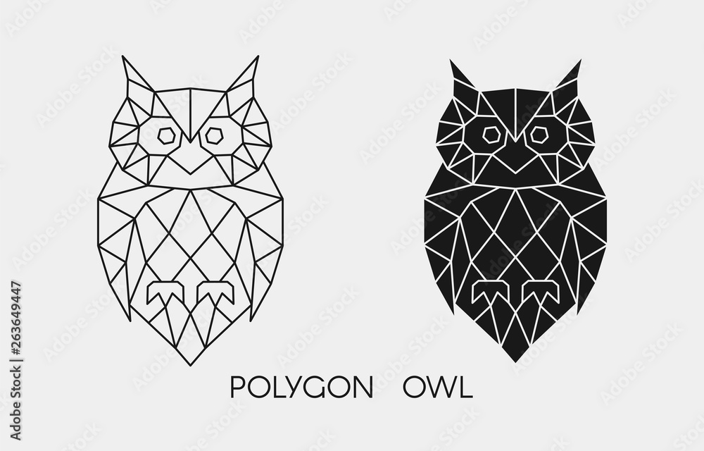 Abstract polygonal owl. Geometric linear animal. Vector.	 - obrazy, fototapety, plakaty 