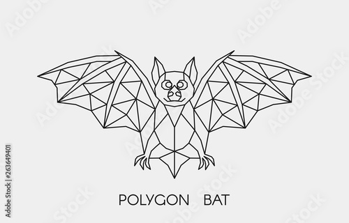 Abstract polygonal bat. Geometric linear animal. Vector.	