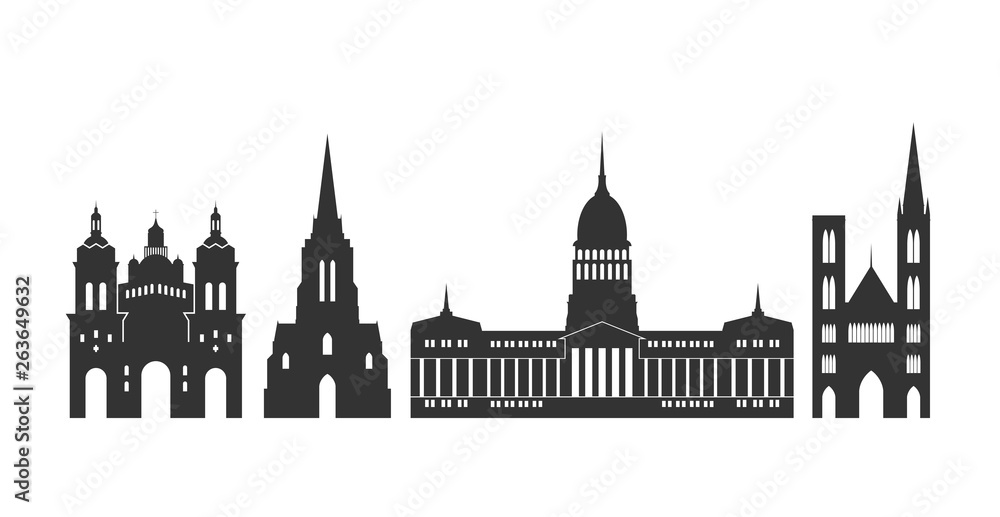 Argentina logo. Isolated Argentinian architecture on white background