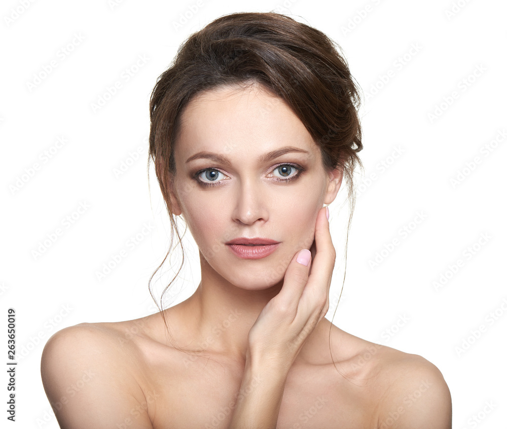 Beauty portrait of a pretty woman with nude make up Beauty portrait of a pretty woman with nude make up