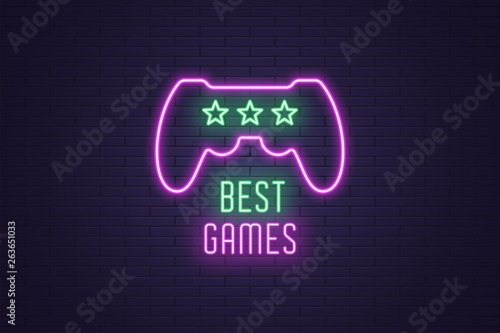 Neon composition of headline Best Games. Gaming