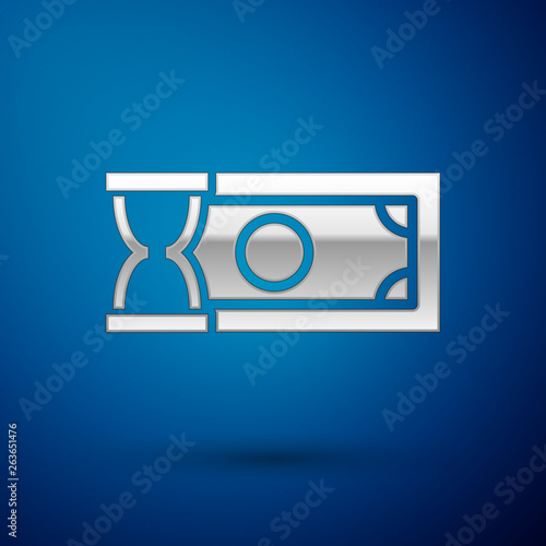 Silver Fast payments icon isolated on blue background. Fast money transfer payment. Financial services, fast loan, time is money, cash back concept. Vector Illustration