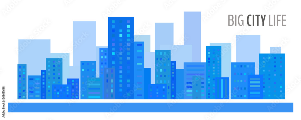 Blue city landscape