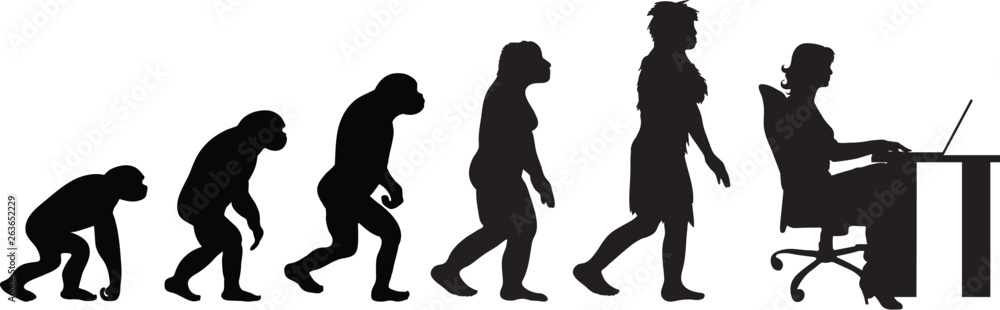 Painted theory of evolution of man. Vector silhouette of homo sapiens ...