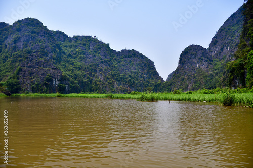 Amazing landscape full of limestone karsts in Ninh Binh, Vietnam.