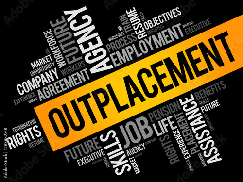 Outplacement word cloud collage, business concept background