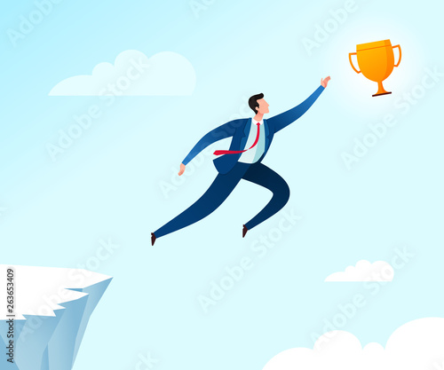jumping for achievement trophy