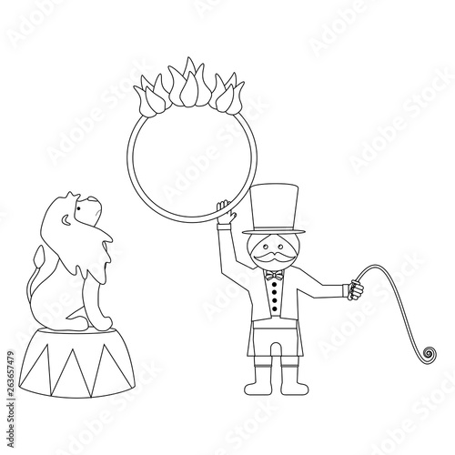 Lion and trainer outline