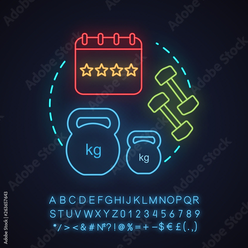 Gym subscription neon light concept icon
