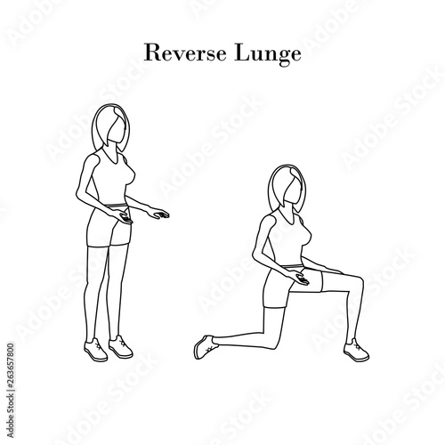 Reverse lunge exercise outline