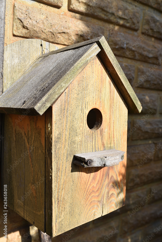 Closeup of a weathered birdhouse. Closeup of a weathered birdhouse.