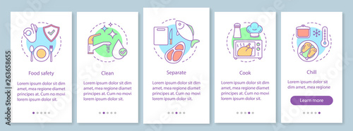 Food safety onboarding mobile app page screen vector template © bsd studio