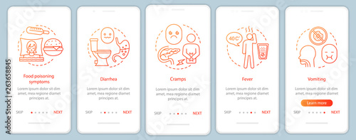 Foodborne disease onboarding mobile app page screen vector template