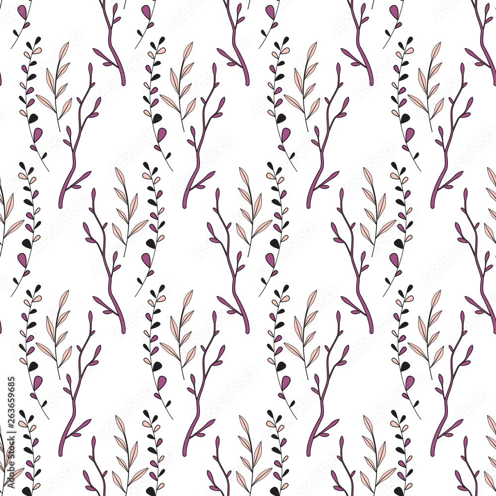 Texture with flowers and plants. Floral ornament. Original flowers pattern.
