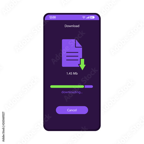 Download file manager smartphone interface vector template