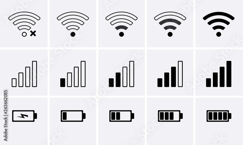 Phone bar status Icons, battery Icon, wifi signal strength