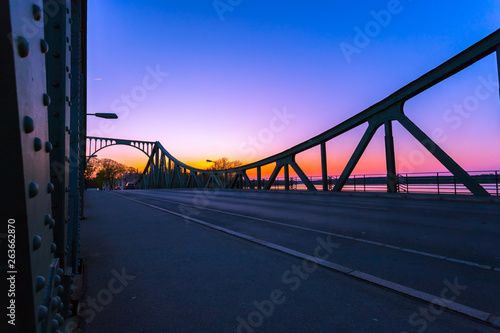 Glienicker Bridge in Berlin, colorful evening scenery
