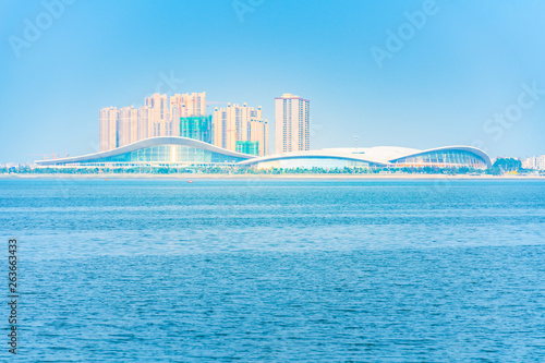 The scenery of the Olympic Sports Center in Zhanjiang Bay