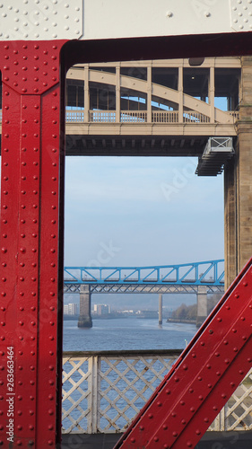 Newcastle Upon Tyne, England, United Kingdom. The High and Queen Elizabeth II bridges from Swing bridge photo