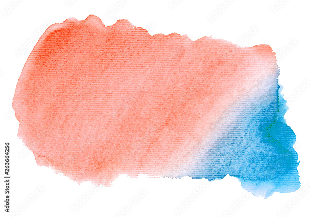 Abstract watercolor orange texture on a white background. Hand drawn illustration.