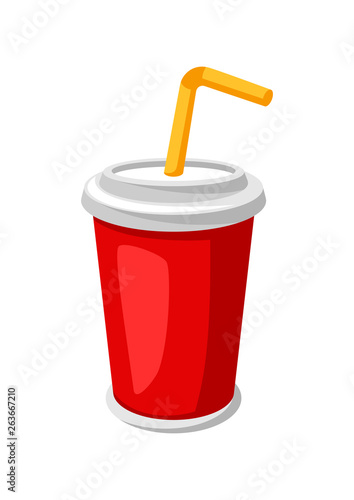 Illustration of stylized soda or cola in paper cup.