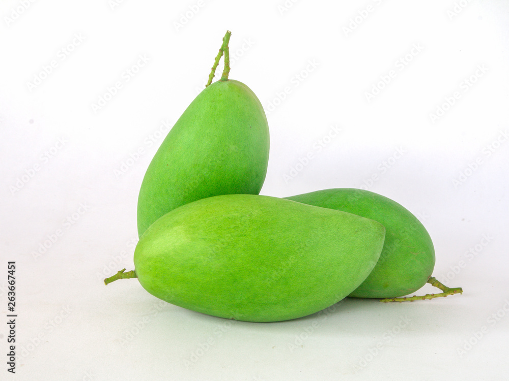 Green mango in a white background. Green mango in a white background.