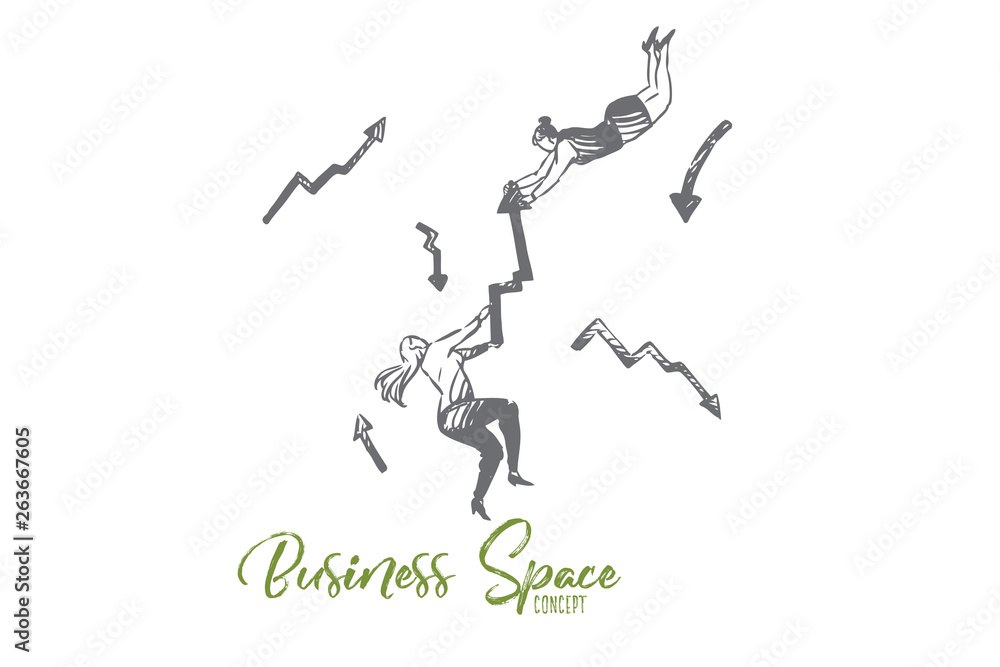Business, arrow, woman, rivalry, success, contest concept. Hand drawn isolated vector. Business, arrow, woman, rivalry, success, contest concept. Hand drawn isolated vector.