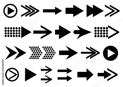Vector set of arrow shapes isolated on white
