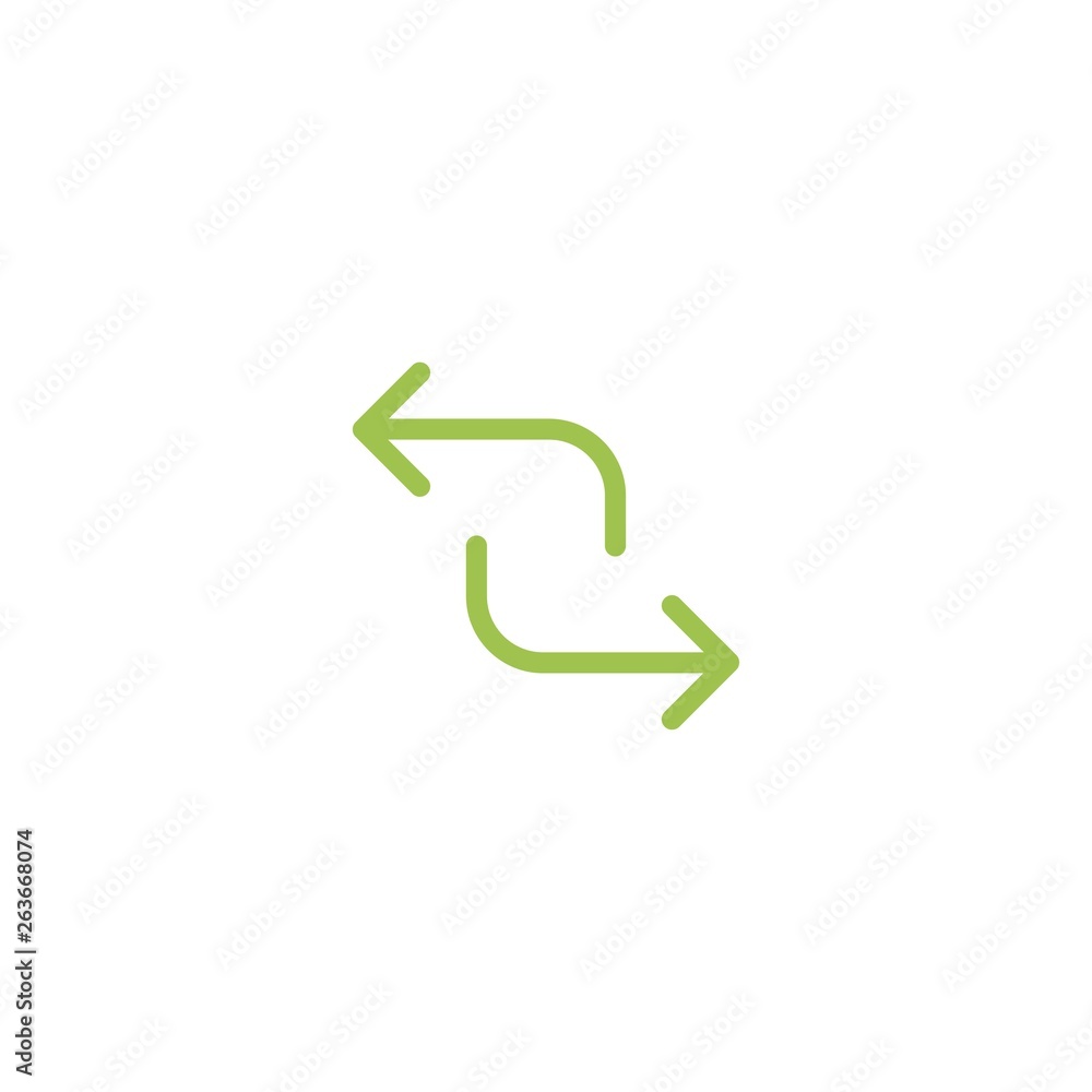 refresh, repeat, process icon . Two green opposite arrows isolated on  white. Stock Vector | Adobe Stock