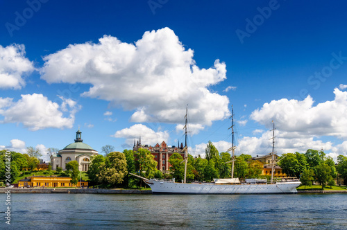 Skeppsholmen in Stockholm with the sailing ship 