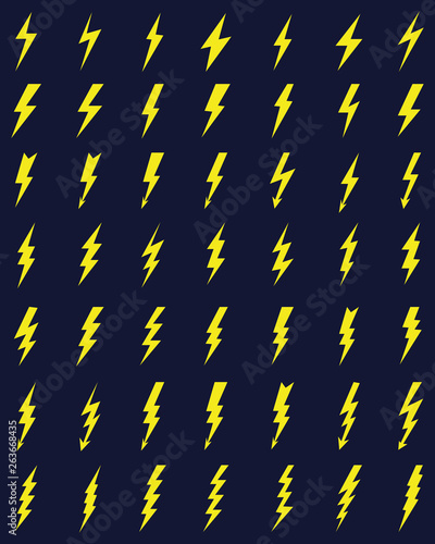 Thunder and bolt lighting flash icons on a black background