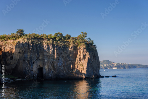 Kind on mountain and small town under mountain olive tree travel concept design