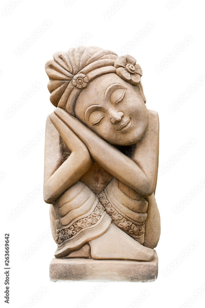 Statue of human style ancient asia on isolated background.