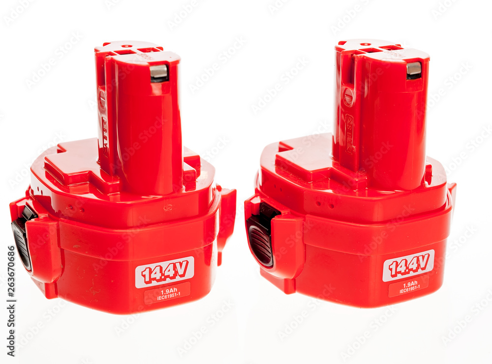 Batteries for the screwdriver on a white background. Batteries for the screwdriver on a white background.