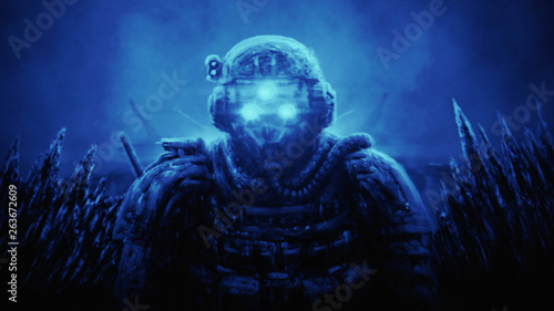 Special Forces officer in night vision device photo