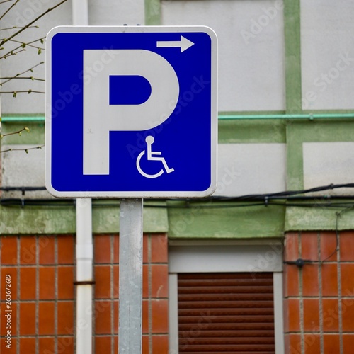  wheelchair parking traffic signal in the street in the city. Bilbao. spain.