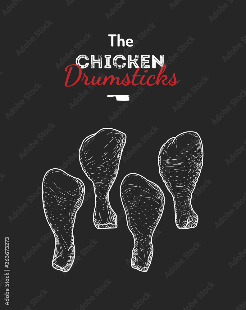 Chicken drumsticks legs drawing vector illustration. Stock Vector