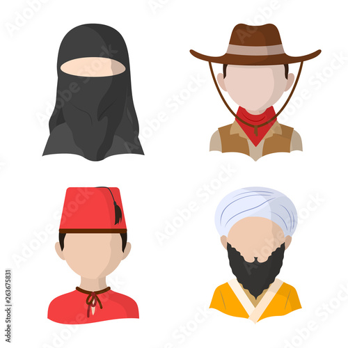 Isolated object of nation and race  sign. Set of nation and user stock symbol for web.