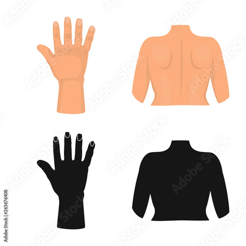 Isolated object of body and part symbol. Collection of body and anatomy stock symbol for web.