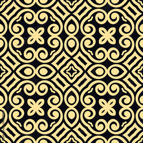 Vector modern tiles pattern. Abstract art deco seamless monochrome background