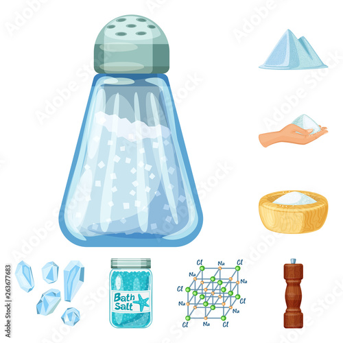 Vector design of salt  and food logo. Collection of salt  and mineral  stock symbol for web.